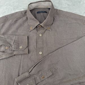 Ermenegildo Zegna Sport Men Button Snap Shirt XXL Gray Long Sleeve Made in Italy